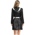 thumbnail image 2 of Lejafay Adult Boxing Women Satin Long Hooded Cloak with Belt Set for Kickboxing MMA Training Black&Silver 16, 2 of 4