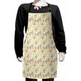 thumbnail image 1 of Abstract Kids Apron, Funky Molecule Like with Circles and Dots Science Lab Theme, Boys Girls Apron Bib with Adjustable Ties for Cooking Baking Painting, Orange Grey Pale Blue, by Ambesonne, 1 of 2