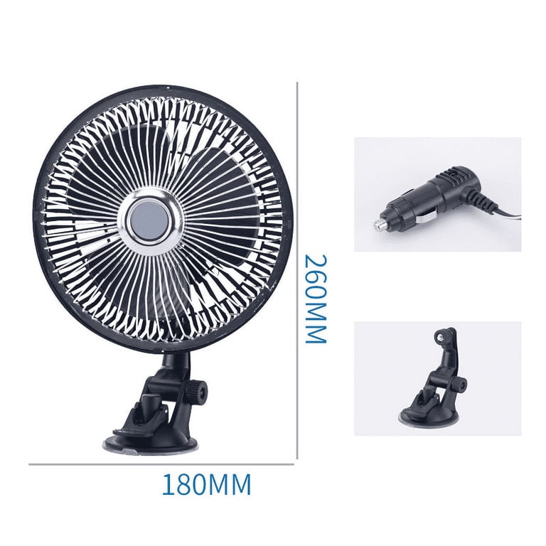 Car Fan with Adjustable Speed 12V 6 Inches Car Clip Fan for Front/Rear Seat  Passenger Car Essentials Cooler, Powerful Wind Cooling in the Car Rocking  Head Car Small Electric Fan(Suction cup) -