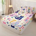 thumbnail image 2 of jejeloiu Cute Cat Floral Pattern Zipper Twin Comforter Sets with Fitted Sheet and 2 Pillowcases Kids,Lovely Animal Vintage Boho Style Zipper Bedding Set For Girls,Reversible,4-Piece, 2 of 7