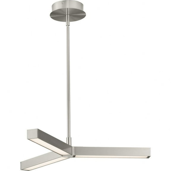 Progress Lighting Planck Collection 3-Light LED Brushed Nickel Chandelier with Frosted Lens