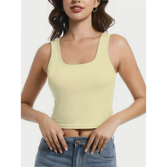 Women's Sleeveless Racerback Crop Tank Top Camisole Backless Scoop Neck Shirts