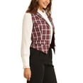 thumbnail image 4 of INSPIRE CHIC Women's Waistcoat Notched Lapel V Neck Single Breasted Vintage Plaid Vest S Red, 4 of 6