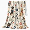 thumbnail image 2 of Dog Portrait Colorful Pet Artwork Playful Graphic Style Dog Lovers Colorful Pet Portrait Warm Flannel Blanket, Pet Adoption Gift for Living Room and Bedroom Home Decor, 2 of 9