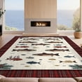 thumbnail image 2 of Design&I 9'x12' Washable Area Rug Fish Cabin Distressed Plaid Border Motif Farmhouse Fishing Clownfish for Dining Room, Basement, Large Office, Snag-Free, 2 of 7