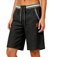 thumbnail image 2 of Sheghy Cotton Shorts for Women 100%Cotton Women Spring Autumn Solid Elastic Waist Cotton Linen All-Match Straight Casual Shorts Black S, 2 of 6
