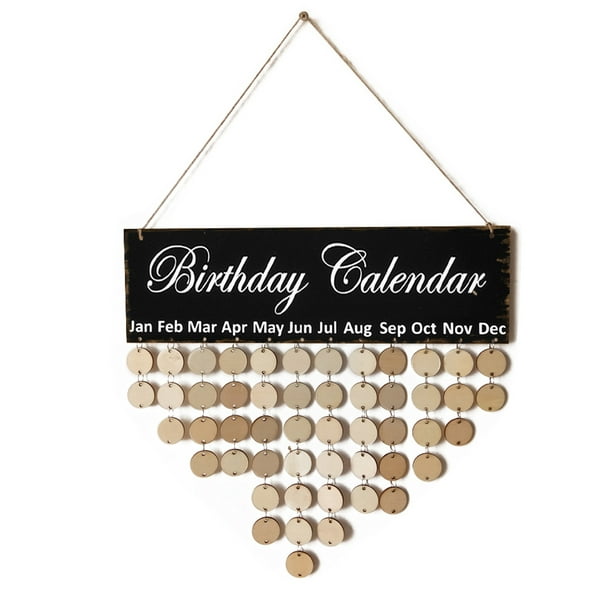 1Pc Family Birthday Board with Tags Wooden Birthdays Calendar Wall