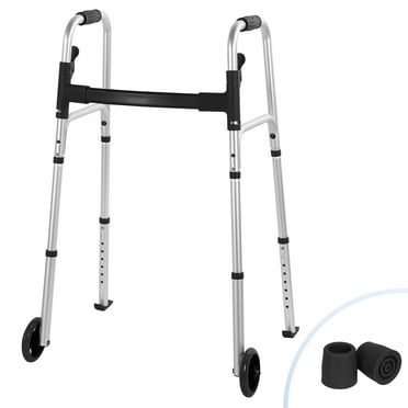 Naipo Folding Walkers for Seniors,  Lightweight Mobility Walker with Trigger Release and Glide Skis, Silver