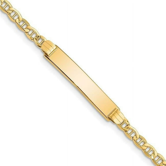 Primal Gold 14 Karat Yellow Gold Semi-solid Anchor Link ID Bracelet