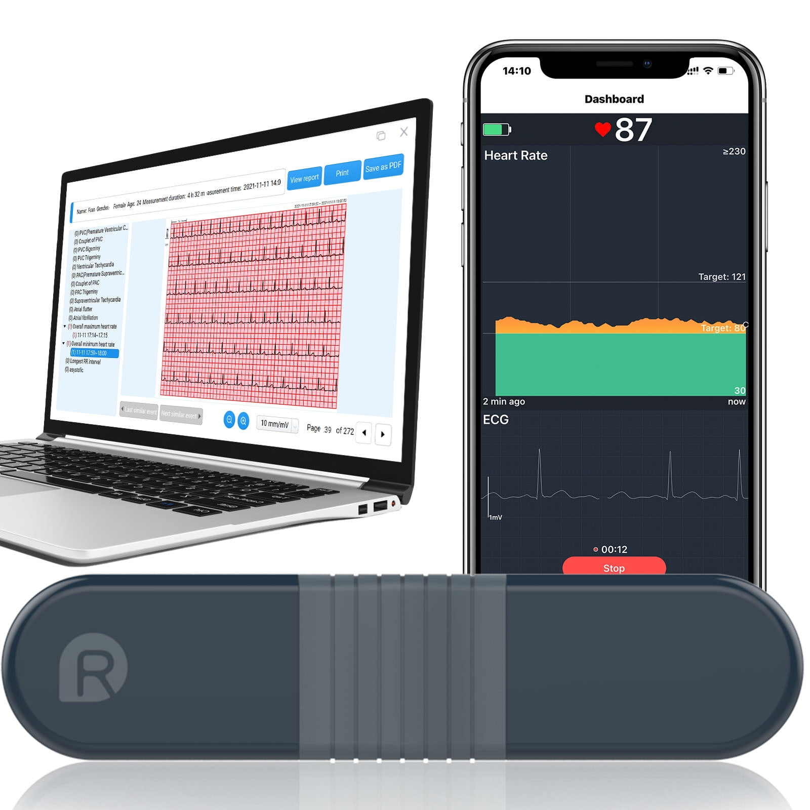 24 Hours AI ECG Monitor with Free AI Analysis and PC Report Home EKG