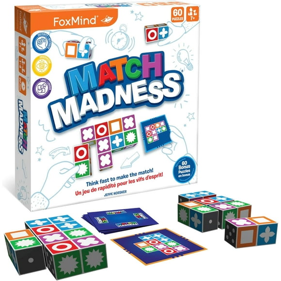 ERDS-FoxMind Games: Match Madness, A Pattern Matching Puzzle Game, Think Fast to Make The Match, Develop Rapid Problem-Solving Abilities, Fine Motor Skills, Play with up to 4 Players, for Ages 7 and
