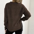 thumbnail image 5 of Floral Crew Neck Sweaters Womens Fall Chunky Knit Pullover Tops Loose Fashion Long Sleeve Ladies Sweater Coffee, XL, 5 of 6