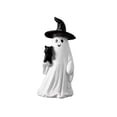thumbnail image 2 of Halloween Ghost and Black Cat Witch Hat Figurine, Resin Tabletop Home Decor for Mantel, Shelf and Entryway, 6.6in, 2 of 4