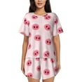 thumbnail image 1 of Fotbe Cute Pig Nose Conjunto de Pijama Estampado para Mujer, 2 Piezas, Ropa de Dormir con Camiseta de Manga Corta y Shorts Suaves-Large, 1 of 6