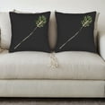thumbnail image 3 of Set of 2 18x18in Throw Pillow Covers with Minimalistic Pine Branch Design - Elegant Green on Dark Background for Couch Bed Car, 3 of 8
