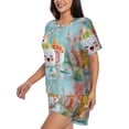 thumbnail image 2 of Susaid Kawaii Sushi Characters Delight Print Women's Pajama Set, Button-Up Sleepwear with Elastic Waist Shorts, Perfect for Lounging, Yoga, Beach, and Casual Wear-Medium, 2 of 7