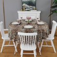 thumbnail image 2 of Brown and Black Leopard Print Round Tablecloth 60"x60",Wrinkle Wipeable Table Cloth for Kitchen Dining Room Picnic Patio Party, 2 of 6