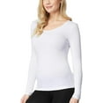 thumbnail image 2 of 32 DEGREES Ladies' Heat Long Sleeve Scoop Neck Tee 2-Pack (L, White/Grey), 2 of 9