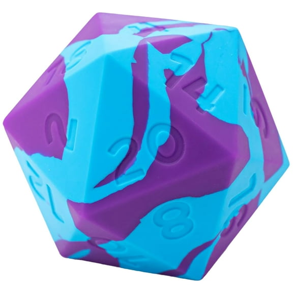 Gate Keeper Games & Dice: Random Encounter - Psionic Blast - Violet Purple & Cyan Blue Swirls, 58mm Silicone D20 Dice, Role Playing Games Accessory