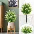 thumbnail image 4 of Arreglo floral artificial de camelia y plantas verdes: simulación primaveral realista para la decoración del hogar, centro de mesa floral artificial que no necesita riego para la sala de estar, la, 4 of 6