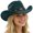 Z20-Dark Green, variant on Vented Straw Cowboy Hat for Women Men Cattleman Crease Wide Brim Breathable Lightweight Western Cowgirl Hat Summer Beach