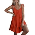thumbnail image 2 of Women Dresses Solid Sleeveless Leisure Dresses Loose Sling Sexy Fashion Dresses Red Trendy Skirt Size S, 2 of 5