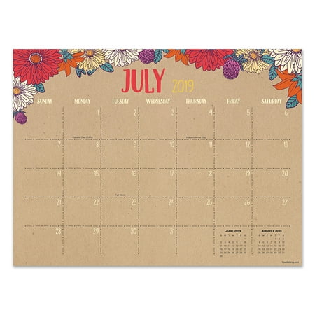 July 2019 - June 2020 Floral Kraft Mini Desk Pad (Best Desk Calendar 2019)