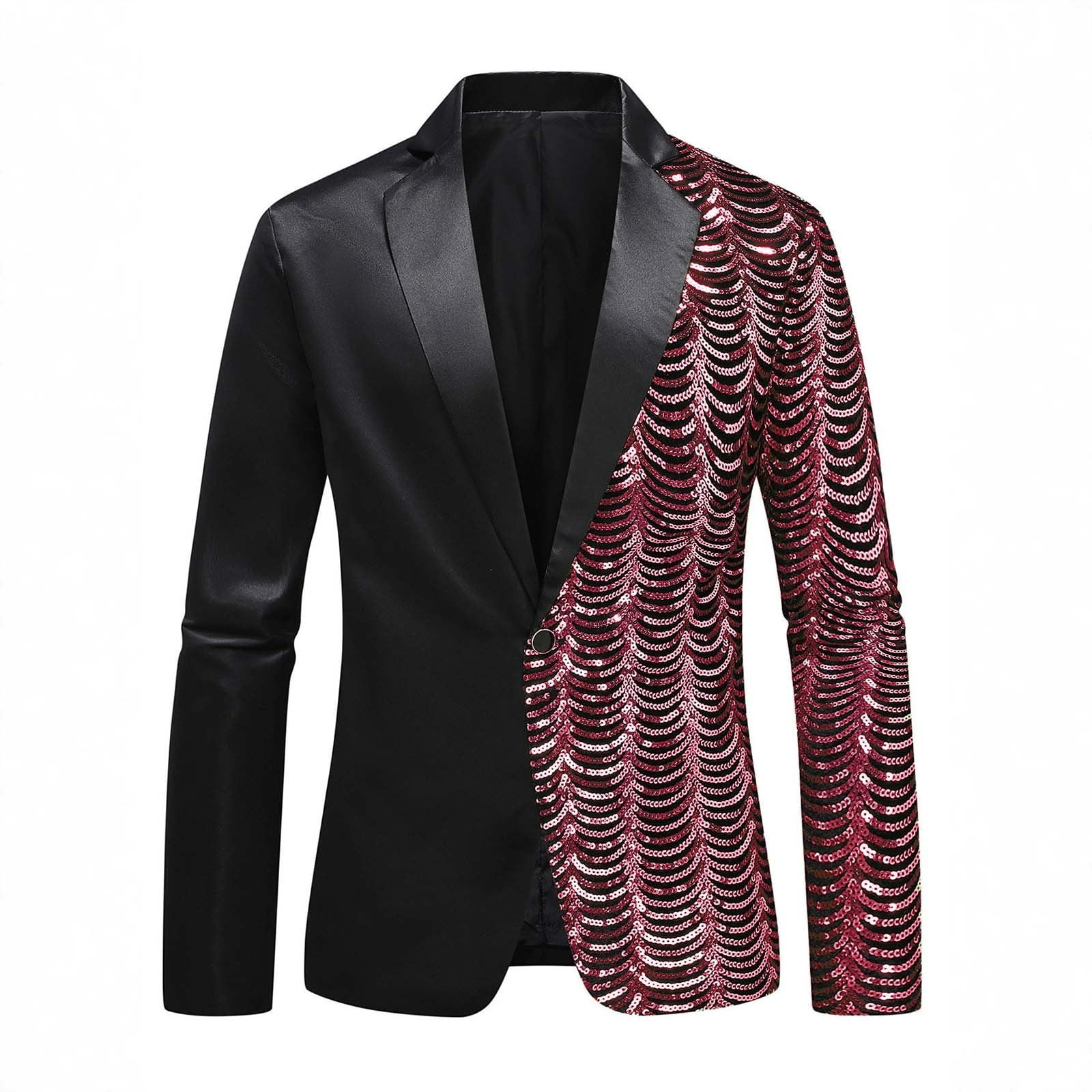 YSUEJPF Mens Sequin Blazer Shiny Tuxedo Suit Jacket for Dance Party Dinner Prom