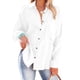 thumbnail image 1 of Camisas con cuello en V para mujer, con botones, manga larga de murciélago, blusas casuales de gran tamaño con bolsillo, 1 of 6