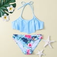 thumbnail image 2 of Pimfylm Tankini Set Girls Girls Swimsuit Two Pieces Bikini Set Ruffle Bathing Suits Swimwear Blue,Size for 7-8 Years, 2 of 8