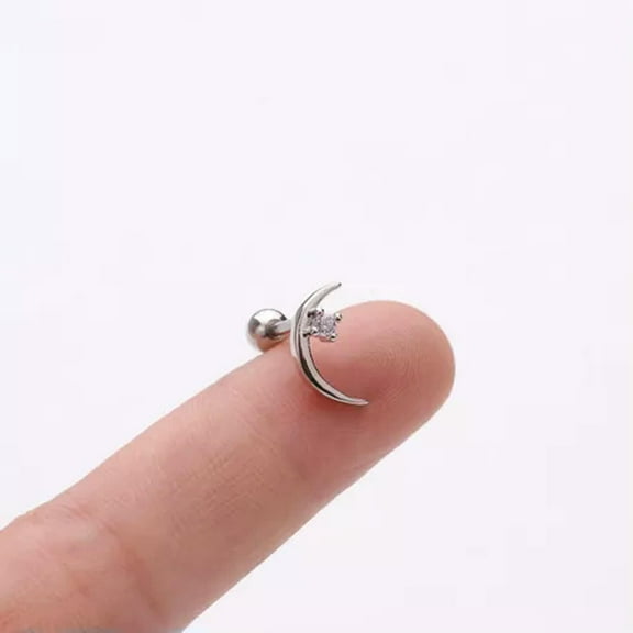 K-KED 1pc Tiny Helix Cartilage Tragus Bar Stud Crystal Earrings Top Upper Ear Piercing-silver 7