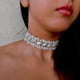 thumbnail image 1 of Rhinestone Choker Necklace Jewelry Adjustable Collar Necklaces Silver Chokers For Women And Girls, 1 of 5