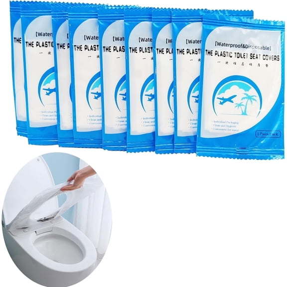 50PCS Disposable Travel Plastic Toilet Seat Cushion Waterproof Portable Toilet Seat Cushion Individually Packed, Easy to Carry for Traveling