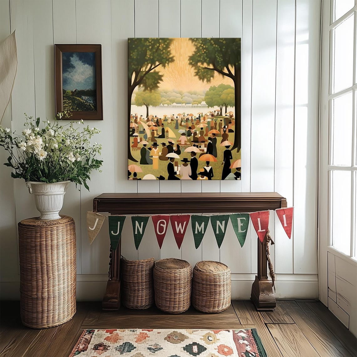 Juneteenth Celebration Canvas Art: African American Family Gathering in Sunny Park - Premium UV Ink Fade-Resistant, Ready-to-Hang - Living Room/Classroom Tribute to Black Heritage & Freedom