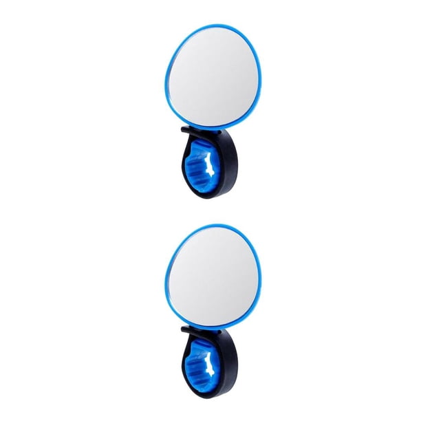 Soidarity Espejos retrovisores para manillar de bicicleta, espejo retrovisor para bicicleta MTB, mango de silicona, espejo retrovisor de 3 colores Azul 2piezas