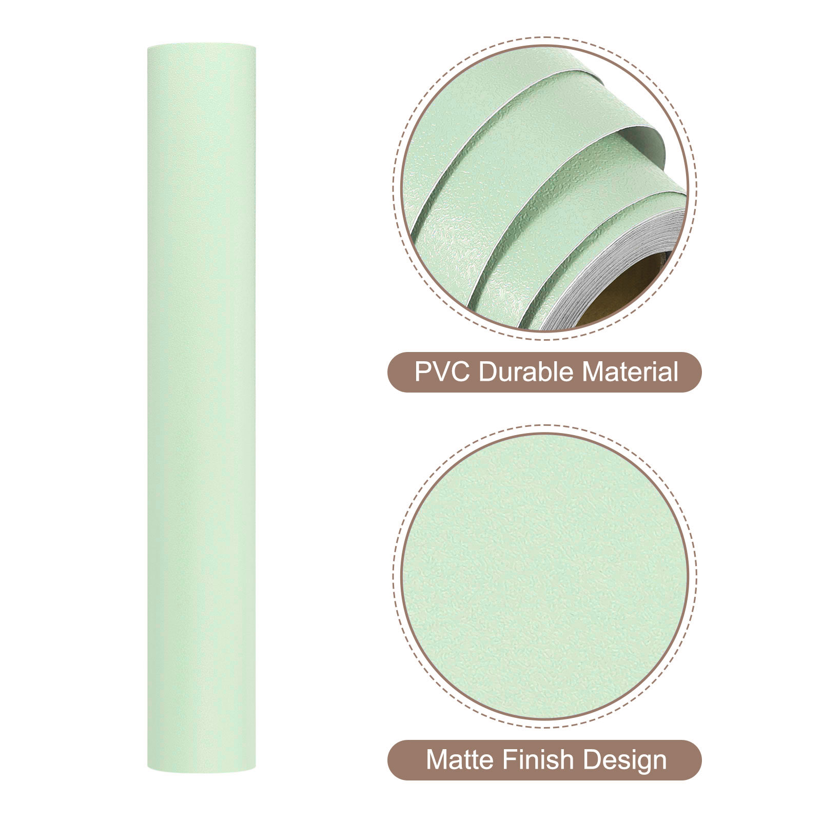 Unique Bargains Peel Stick Wallpaper Solid Color Vinyl Self-Adhesive Paper Light Green