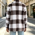 thumbnail image 5 of cocolona Womens Classic Plaid Jacket Fleece Lined Long Sleeve Lapel Overcoat Fall Winter Warm Trendy Outerwear, 5 of 7