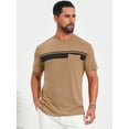 thumbnail image 4 of DARING DIVA Men's Chest Pocket Striped Print Crew Neck Short Sleeve T-Shirt L Khaki, 4 of 7