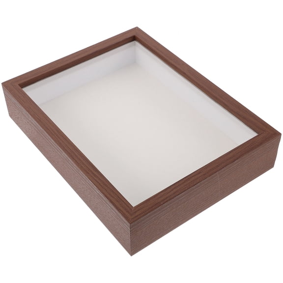 SOPOTUTU Natural Wooden Dried Flower Display Case Brown Shadow Box for Storage