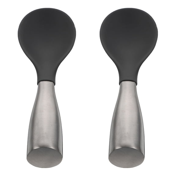 2PCS Cucharas de arroz de silicona Cucharas de arroz creativas con asas de acero inoxidable (gris)