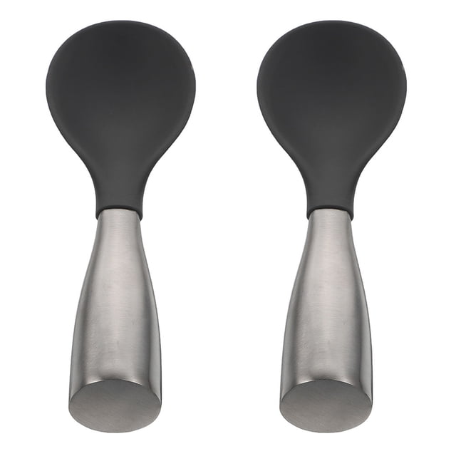 2PCS Cucharas de arroz de silicona Cucharas de arroz creativas con asas de acero inoxidable (gris)