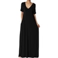 thumbnail image 1 of TheMogan Robe Maxi Surdimensionnée en Jersey Doux pour Femmes, Col en V, Manches Courtes avec Poche, 1 of 6