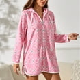 thumbnail image 4 of Richie House Casual Nights Women's Summer Print Bathrobe Zip Up Long Sleeve Sleepwear Dress RHW4094-B-M, 4 of 7