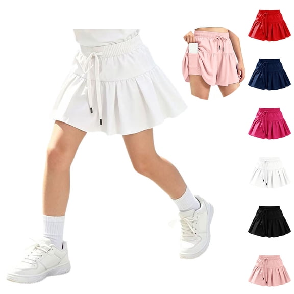 Butterfly Shorts Girls 2-in-1 Girls Flowy Athletic Shorts Tennis Skirts Girls White Butterfly Shorts Sport Shorts Girls 7-8 Years