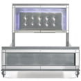thumbnail image 3 of Benjara Lee Queen Size Bed- LED- Tufted Faux Leather Upholstery- Textured Silver, 3 of 6