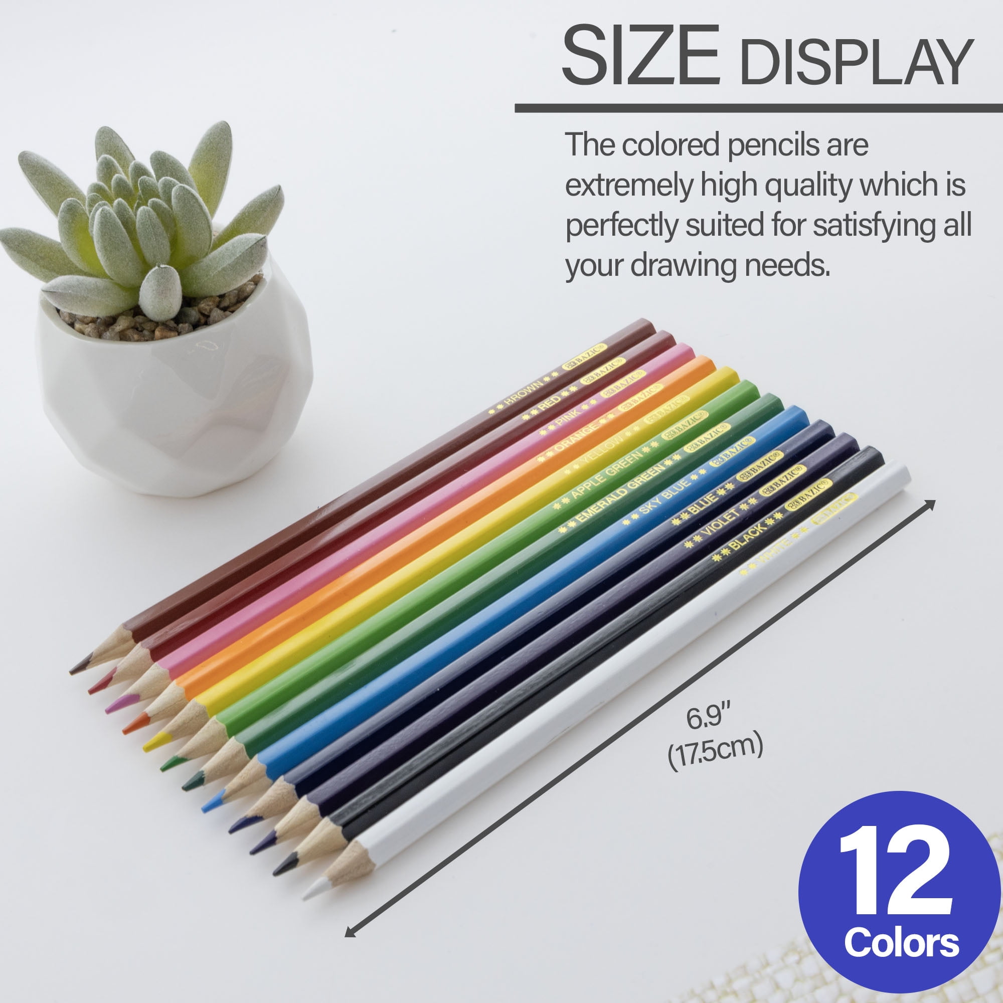 BAZIC 12 Colored Pencils, Pencil Set for Art Drawing Sketching, 24-Pack