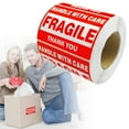 thumbnail image 4 of Warning Fragile Tape, Warning Stickers Fragile Labels, 3 x 2 Inch Handle with Care 500 Fragile Stickers for Shipping Moving Glass Permanent Adhesive Fragile Labels (1 Roll, 500 Labels), 4 of 9