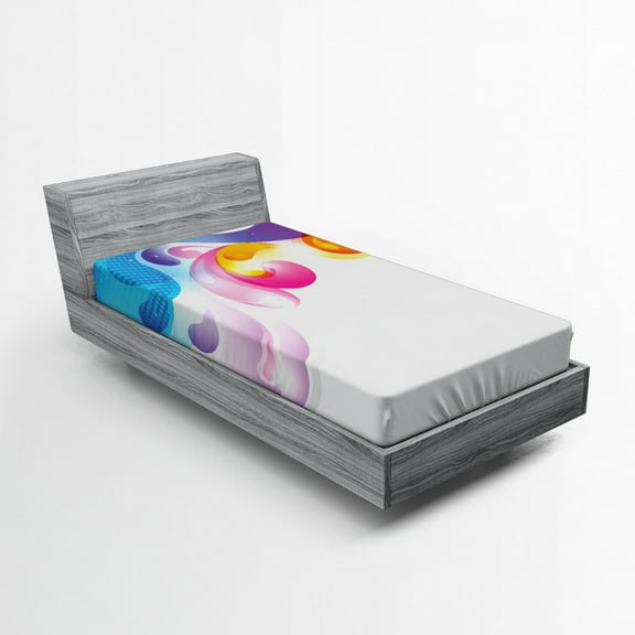 Ambesonne Digital Fitted Sheet, Abstract Paintbrush, Twin Size, Multicolor