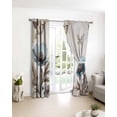 thumbnail image 5 of Vintage Poppy Butterfly Blackout Curtains for Bedroom Living Room, Blue Flowers Plant 39 In Long Thermal Insulated Room Darkening Drapes Grommet Window Treatments, 27.5 x 39 In, 5 of 9