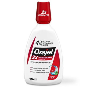 Orajel Toothache Rinse, Pain Relieving Analgesic & Astringent Oral Rinse, Soothing Mint, 16 fl oz